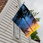 Night Sunset Sky And Palm Trees Print House Flag