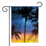 Night Sunset Sky And Palm Trees Print House Flag