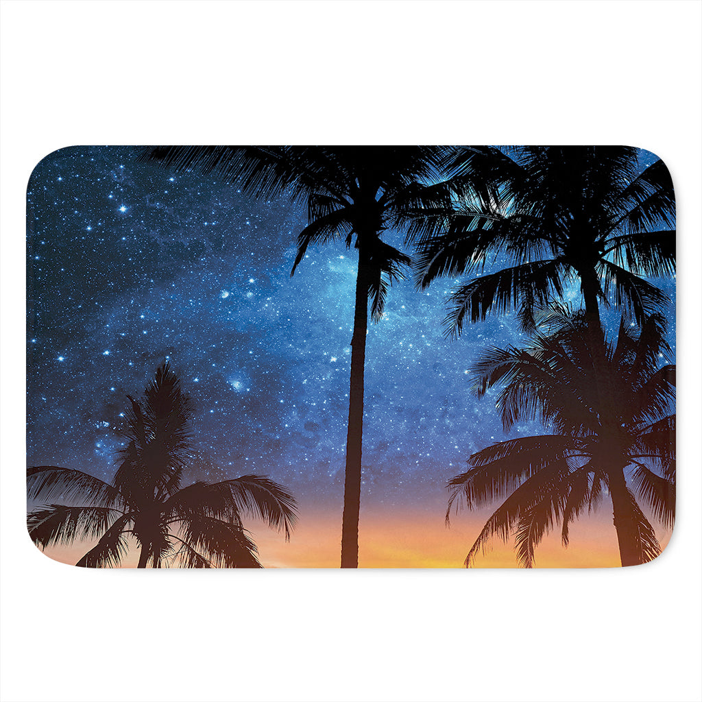 Night Sunset Sky And Palm Trees Print Indoor Door Mat