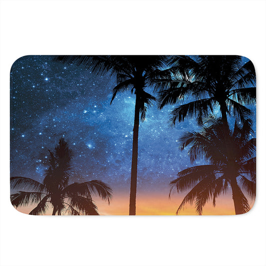 Night Sunset Sky And Palm Trees Print Indoor Door Mat