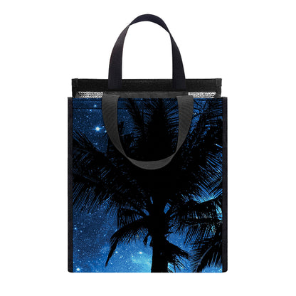 Night Sunset Sky And Palm Trees Print Insulated Lunch Tote