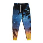 Night Sunset Sky And Palm Trees Print Jogger Pants