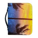 Night Sunset Sky And Palm Trees Print Leather Bible Cover