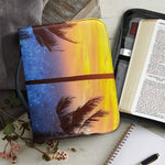 Night Sunset Sky And Palm Trees Print Leather Bible Cover
