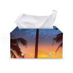 Night Sunset Sky And Palm Trees Print Leather Tissue Box Cover