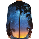 Night Sunset Sky And Palm Trees Print Long Sleeve Baseball Jersey