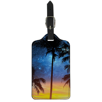 Night Sunset Sky And Palm Trees Print Luggage Tag