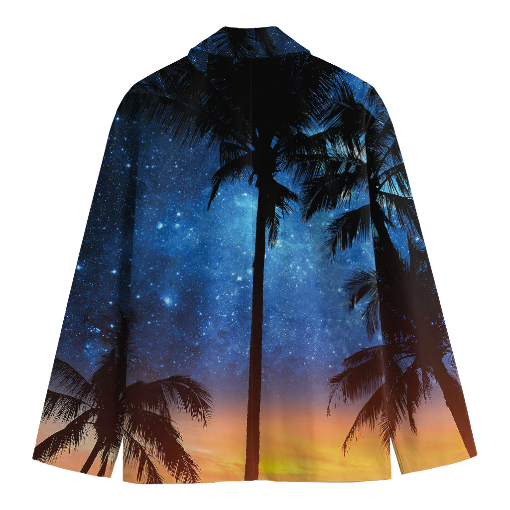 Night Sunset Sky And Palm Trees Print Men's Blazer