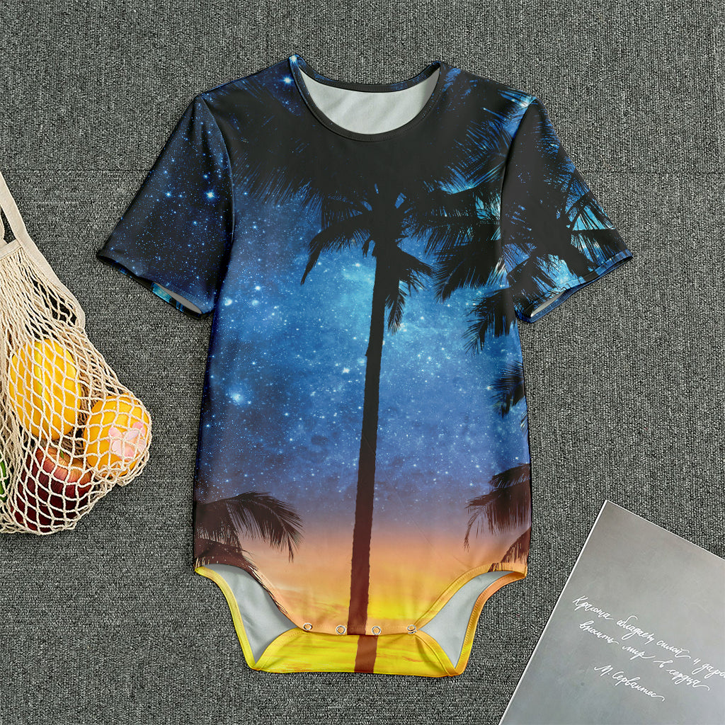 Night Sunset Sky And Palm Trees Print Men's Bodysuit