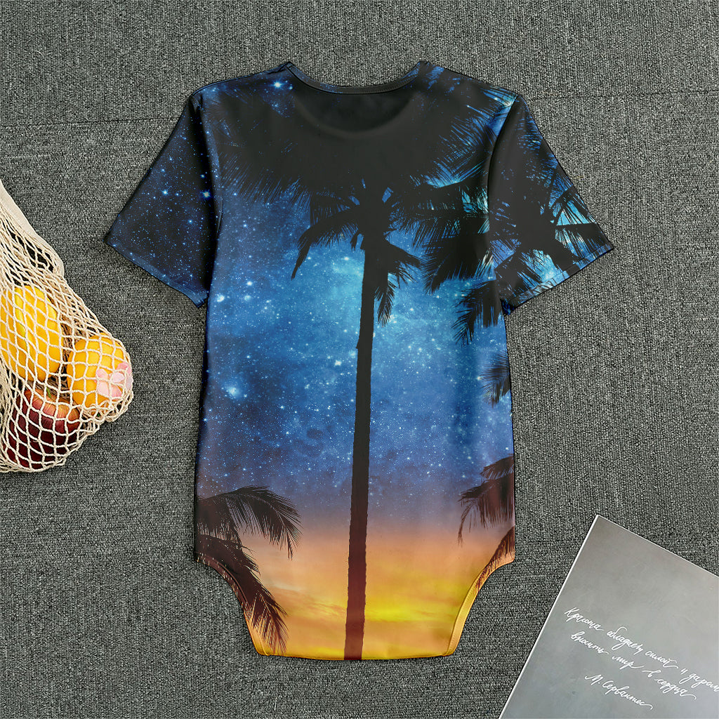 Night Sunset Sky And Palm Trees Print Men's Bodysuit
