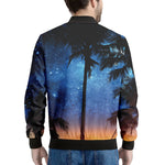 Night Sunset Sky And Palm Trees Print Men's Bomber Jacket