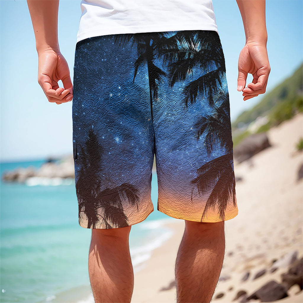 Night Sunset Sky And Palm Trees Print Men's Cargo Shorts