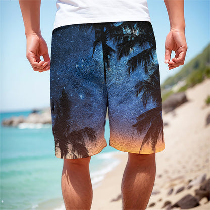 Night Sunset Sky And Palm Trees Print Men's Cargo Shorts