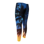 Night Sunset Sky And Palm Trees Print Men's Compression Pants