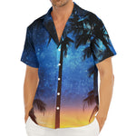 Night Sunset Sky And Palm Trees Print Men's Deep V-Neck Shirt