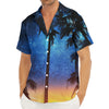 Night Sunset Sky And Palm Trees Print Men's Deep V-Neck Shirt