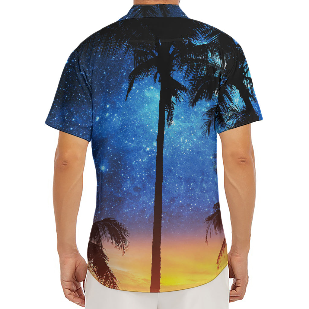 Night Sunset Sky And Palm Trees Print Men's Deep V-Neck Shirt