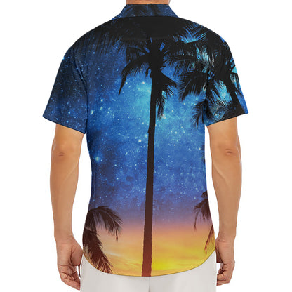 Night Sunset Sky And Palm Trees Print Men's Deep V-Neck Shirt
