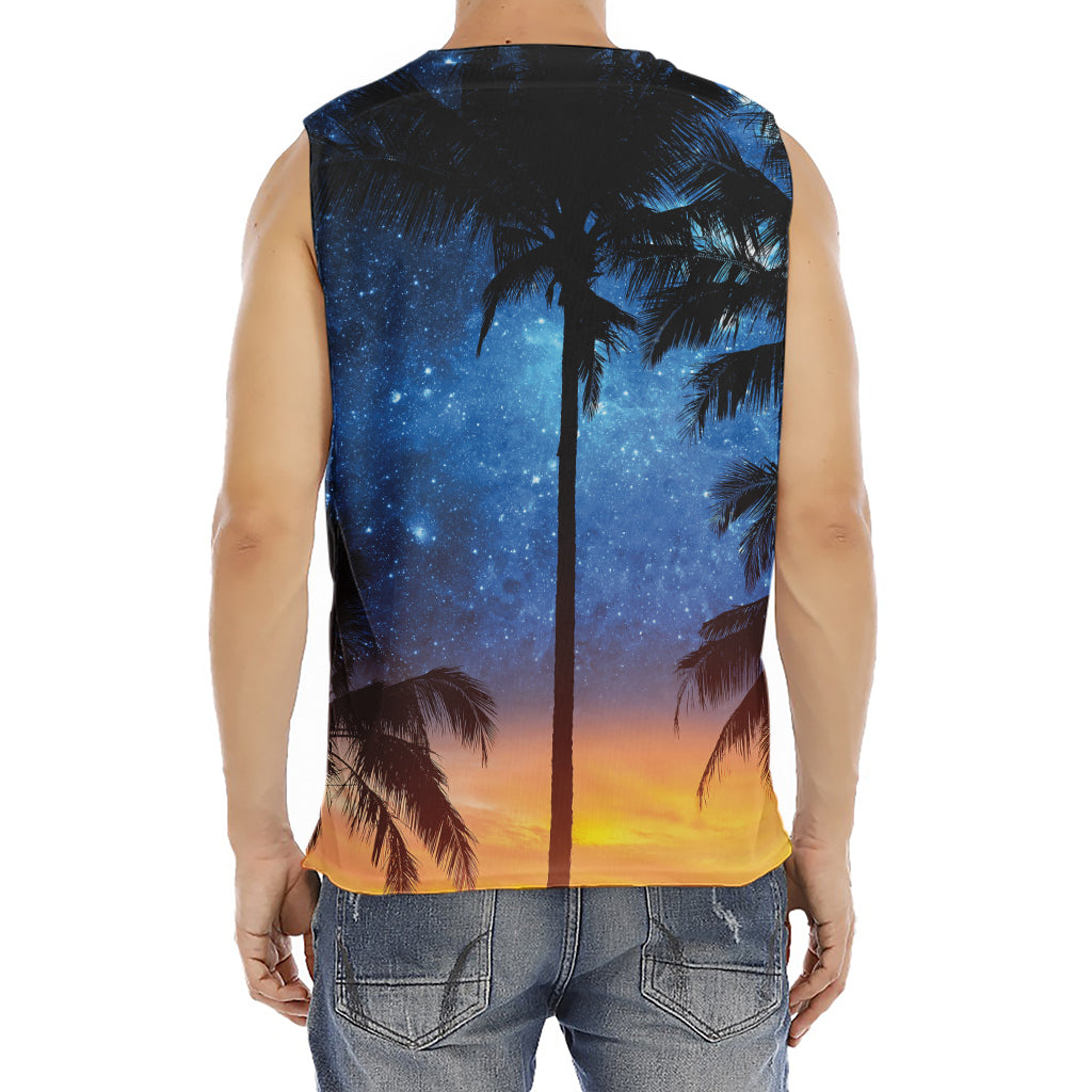 Night Sunset Sky And Palm Trees Print Men's Fitness Tank Top