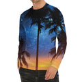 Night Sunset Sky And Palm Trees Print Men's Long Sleeve Rash Guard