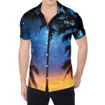 Night Sunset Sky And Palm Trees Print Men's Shirt
