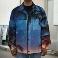 Night Sunset Sky And Palm Trees Print Men's Shirt Jacket