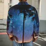 Night Sunset Sky And Palm Trees Print Men's Shirt Jacket
