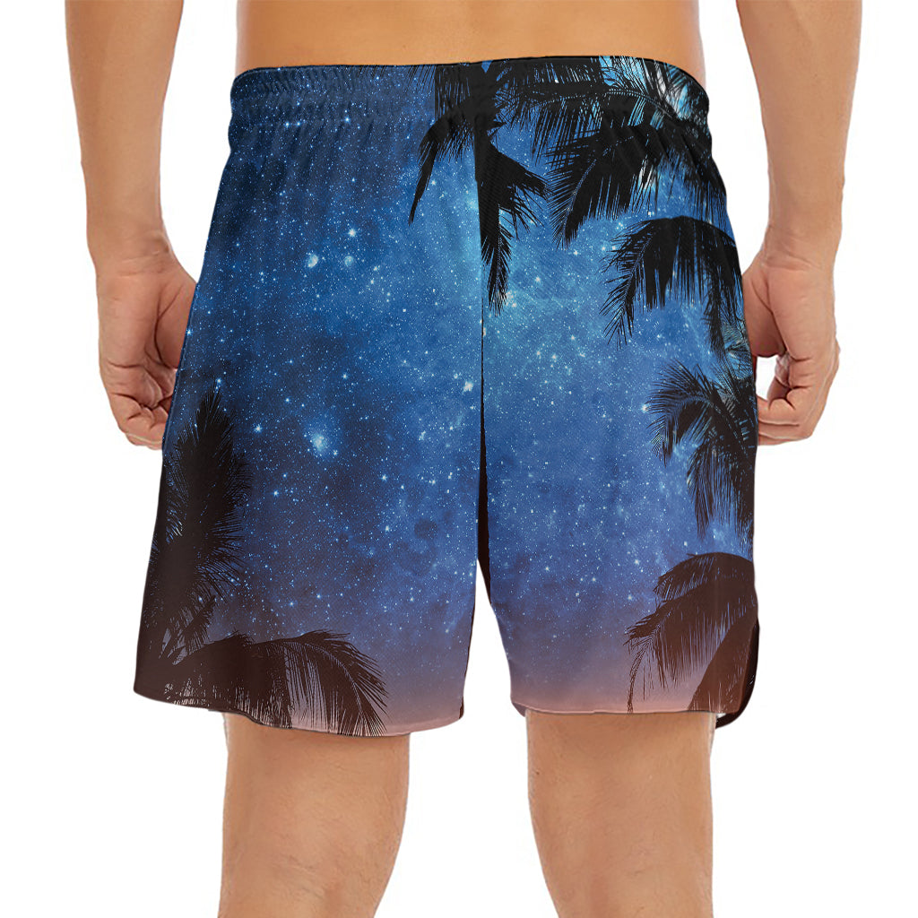 Night Sunset Sky And Palm Trees Print Men's Split Running Shorts