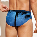 Night Sunset Sky And Palm Trees Print Men's Swim Briefs