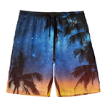 Night Sunset Sky And Palm Trees Print Men's Swim Trunks