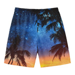 Night Sunset Sky And Palm Trees Print Men's Swim Trunks