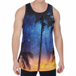 Night Sunset Sky And Palm Trees Print Men's Velvet Tank Top
