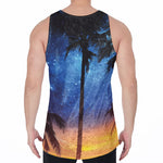 Night Sunset Sky And Palm Trees Print Men's Velvet Tank Top