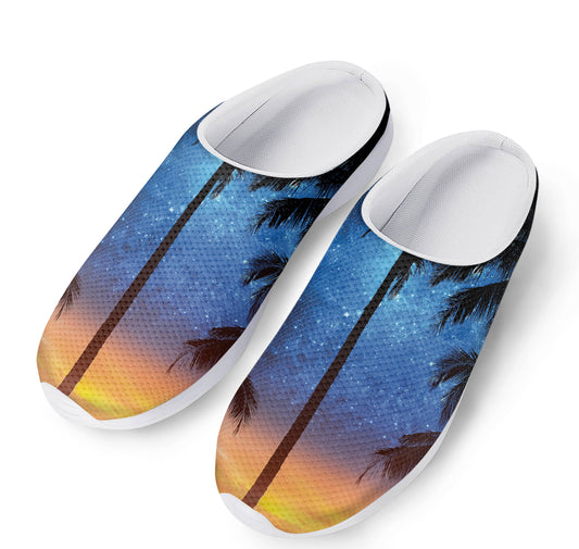 Night Sunset Sky And Palm Trees Print Mesh Casual Shoes