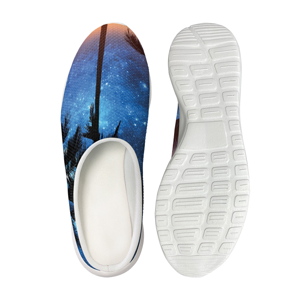 Night Sunset Sky And Palm Trees Print Mesh Casual Shoes