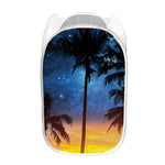 Night Sunset Sky And Palm Trees Print Mesh Laundry Hamper