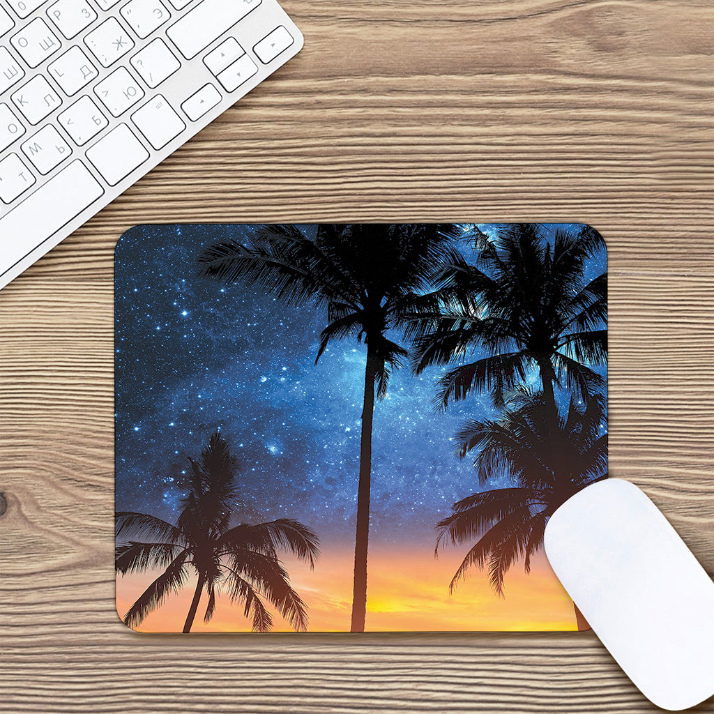 Night Sunset Sky And Palm Trees Print Mouse Pad