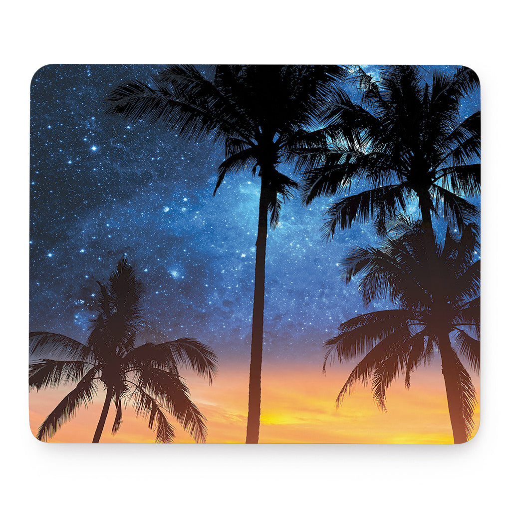 Night Sunset Sky And Palm Trees Print Mouse Pad