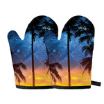Night Sunset Sky And Palm Trees Print Oven Mitts