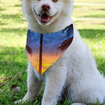 Night Sunset Sky And Palm Trees Print Over The Collar Dog Bandana