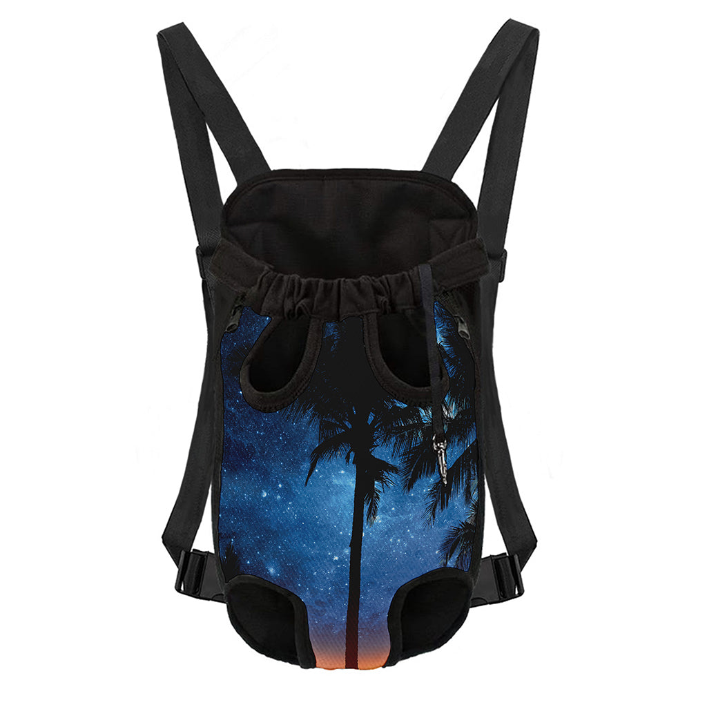 Night Sunset Sky And Palm Trees Print Pet Carrier Backpack