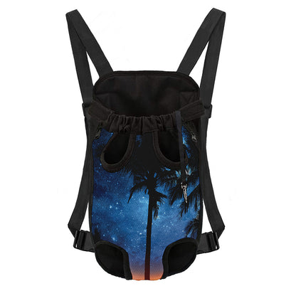 Night Sunset Sky And Palm Trees Print Pet Carrier Backpack