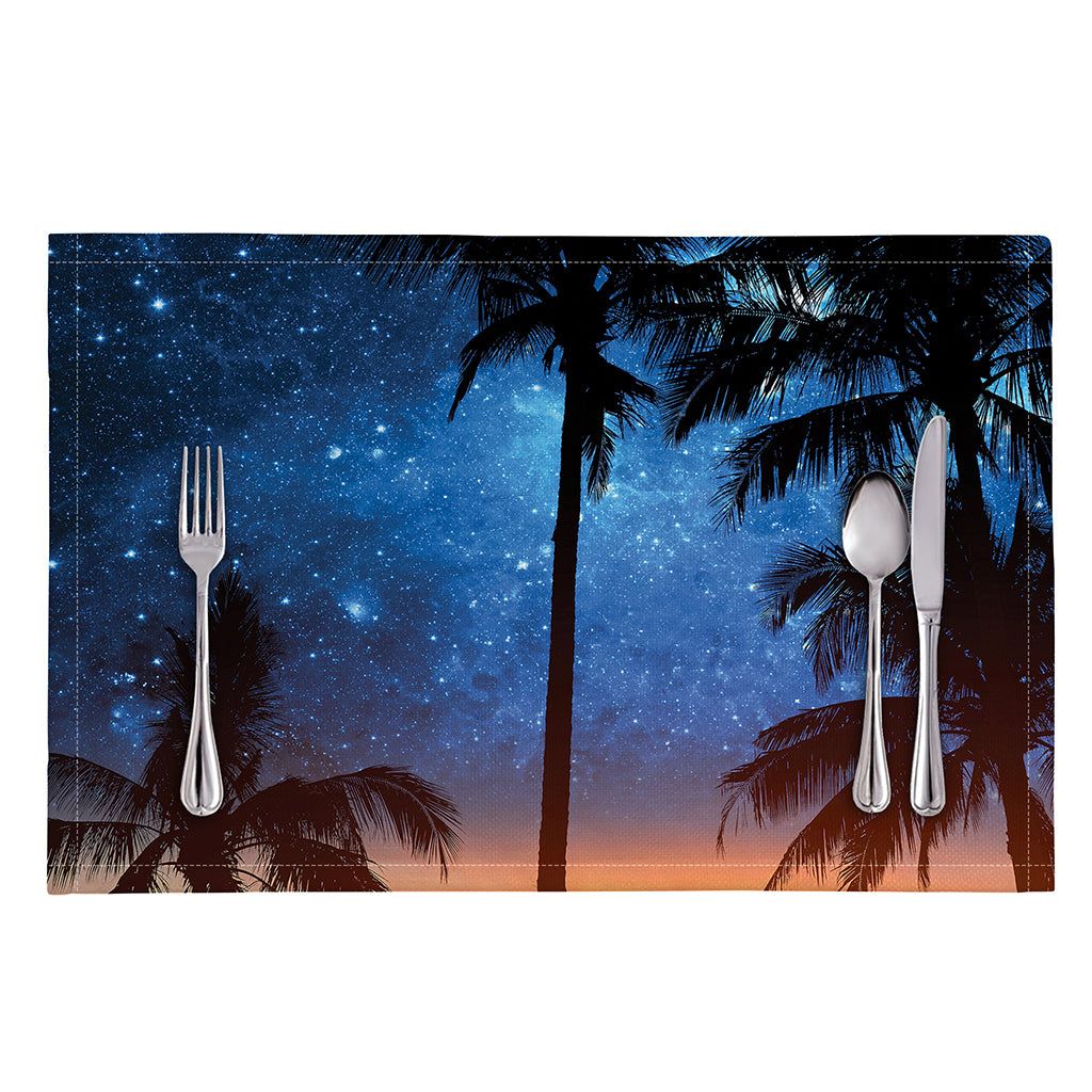 Night Sunset Sky And Palm Trees Print Placemat