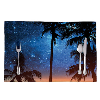 Night Sunset Sky And Palm Trees Print Placemat
