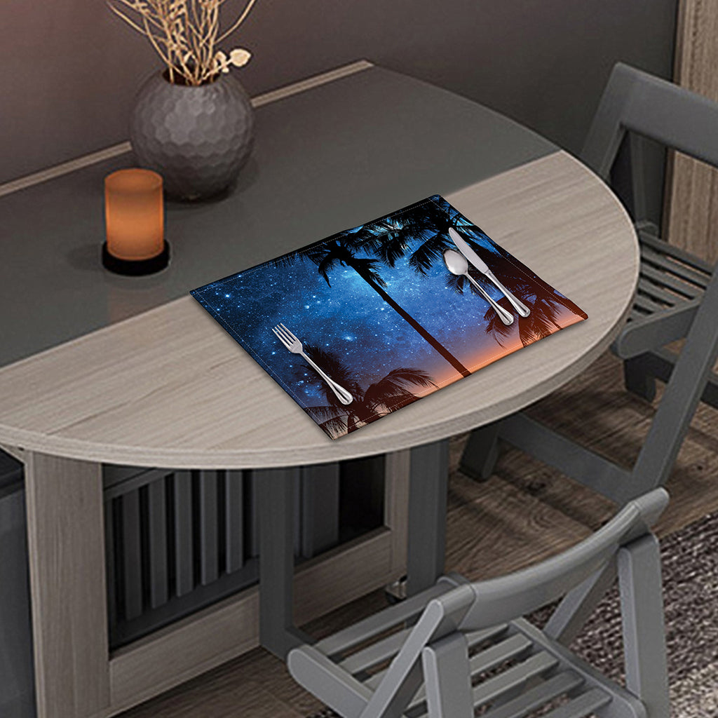 Night Sunset Sky And Palm Trees Print Placemat