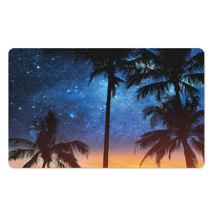 Night Sunset Sky And Palm Trees Print Polyester Doormat