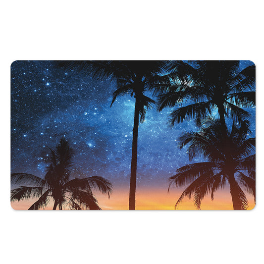Night Sunset Sky And Palm Trees Print Polyester Doormat