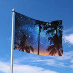 Night Sunset Sky And Palm Trees Print Polyester Flag