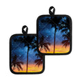 Night Sunset Sky And Palm Trees Print Pot Holders