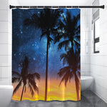 Night Sunset Sky And Palm Trees Print Premium Shower Curtain